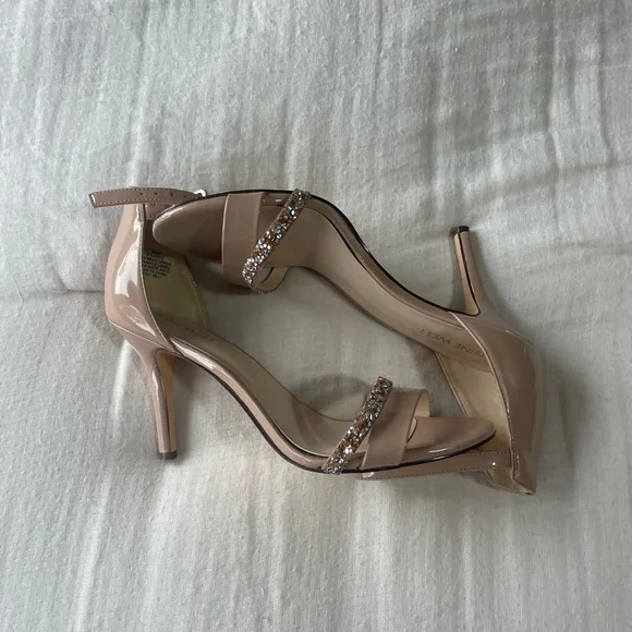 Nude Sparkle Strap Heels - Picture 1 of 5